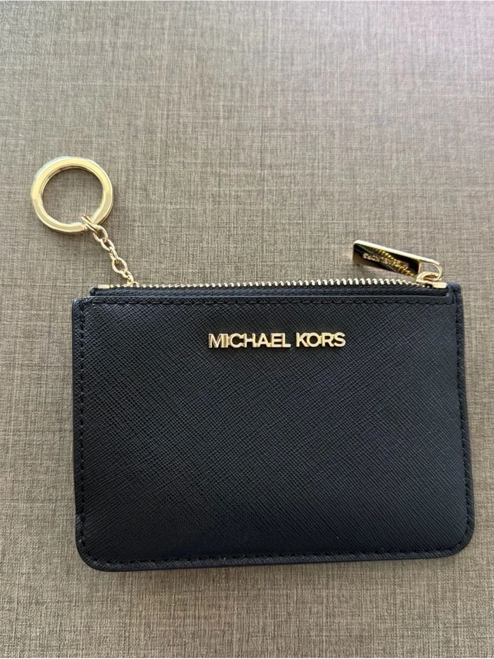 Michael Kors Jet Set Travel Small Top Zip Leather Coin Pouch Wallet - Black